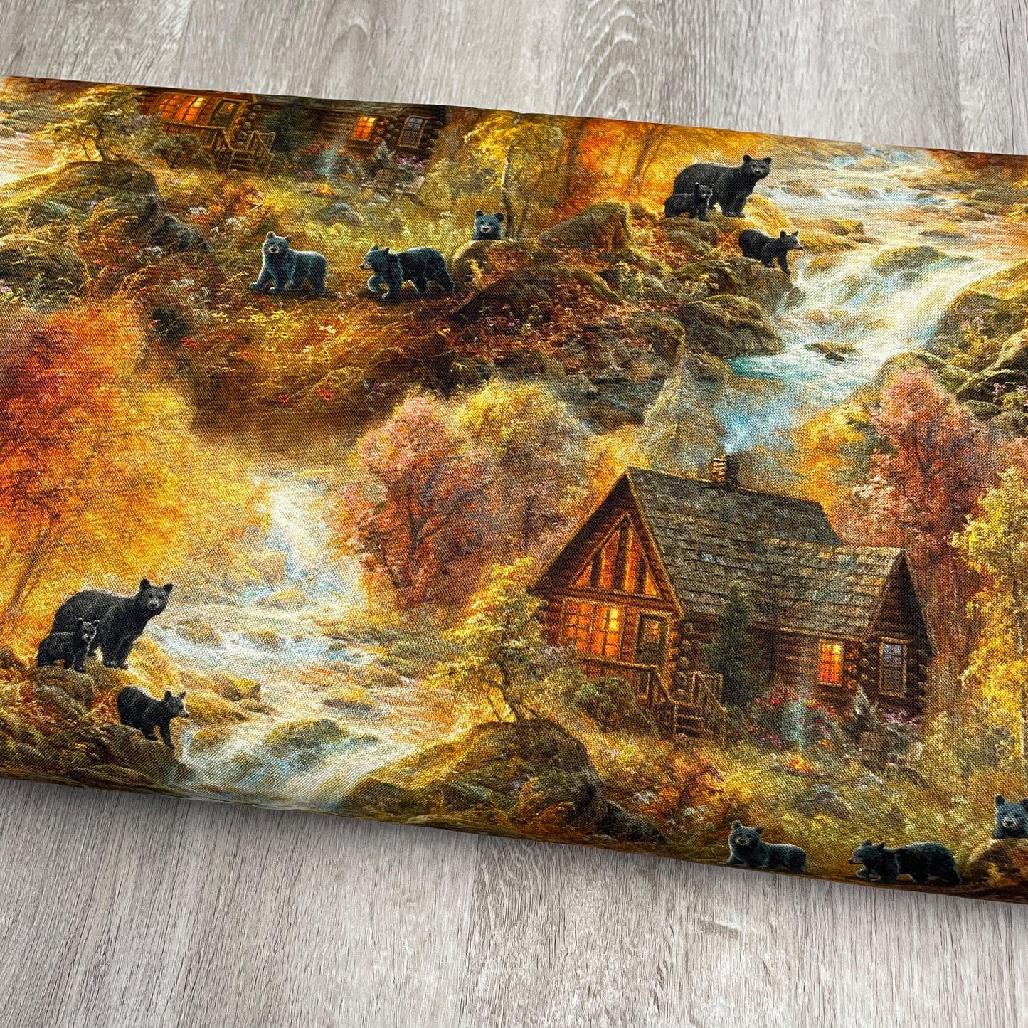 Bear Fabric - Cabin in the Woods 22199-MLT - 3 Wishes - 100% Cotton Fabric - Whitetail Country - Bear Deer Fox Bird Eagle