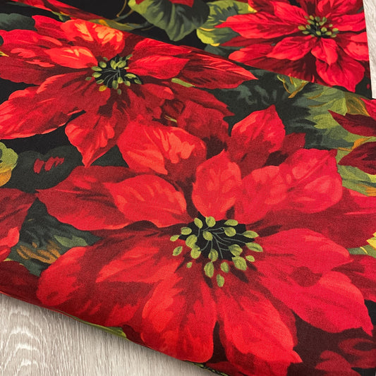 Christmas Poinsettia fabric - Michael Miller - 100% cotton - Holiday Flowers - LARGE SCALE