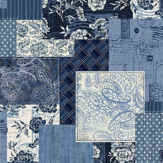 Denim Patchwork QUILTING COTTON - Denim Look Fabric - 100% Cotton Fabric - Michael Miller - Cheater quilt