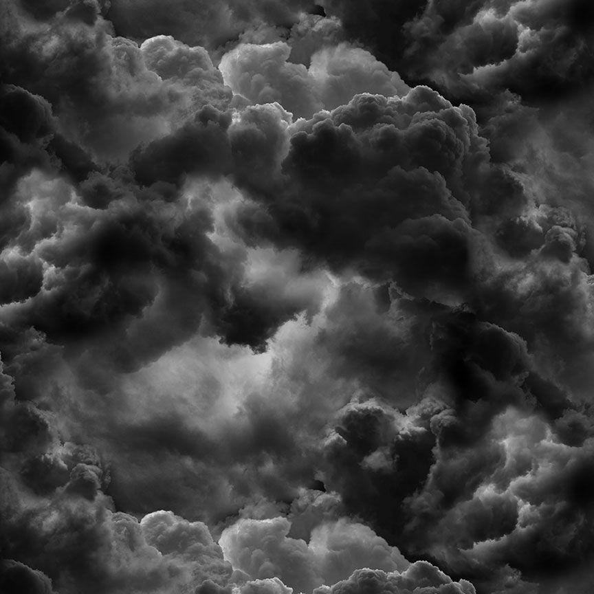 Dark Clouds Fabric - Timeless Treasures - 100% Cotton - WICKED-CD2769 CLOUD - Black Clouds Grey Skies Stormy Weather