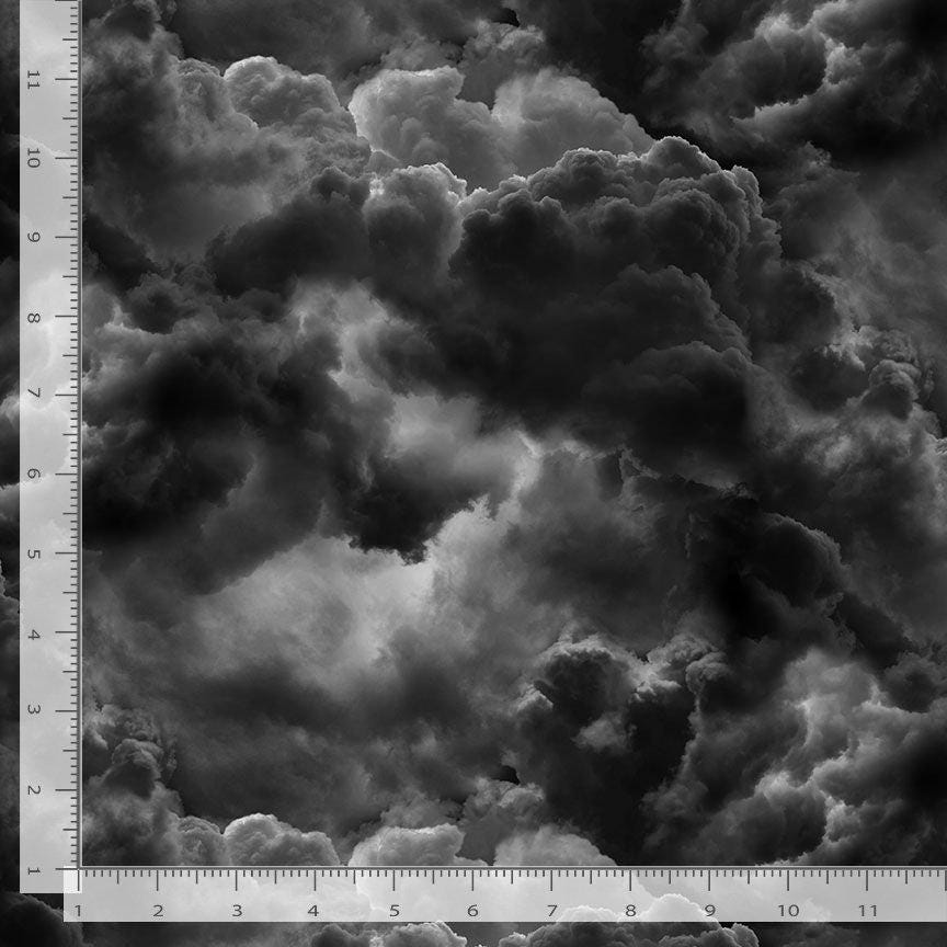 Dark Clouds Fabric - Timeless Treasures - 100% Cotton - WICKED-CD2769 CLOUD - Black Clouds Grey Skies Stormy Weather