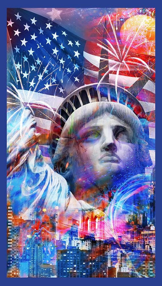 Patriotic Fabric Panel - 24" wide x 44" tall - 100% Cotton - Robert Kaufman - Americana APYD-22762-202 - USA