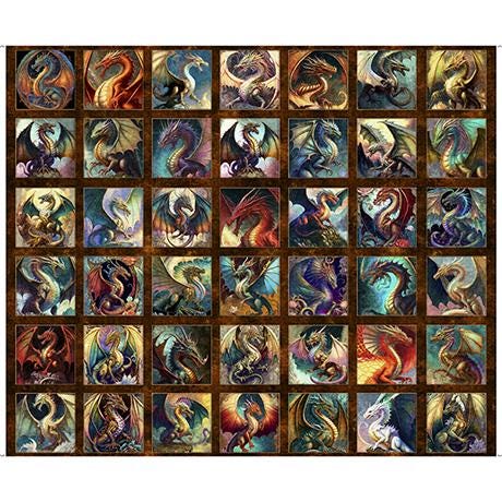Dragon Panel - 36" x 44" - SMALL patches - QT Fabrics - 100% Cotton - Dragon Fyre Collection