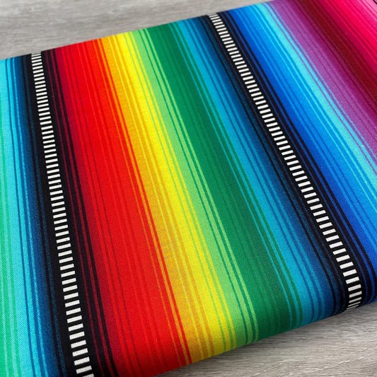 Mexican Blanket Stripe - Multicolor Day Of the Dead Material