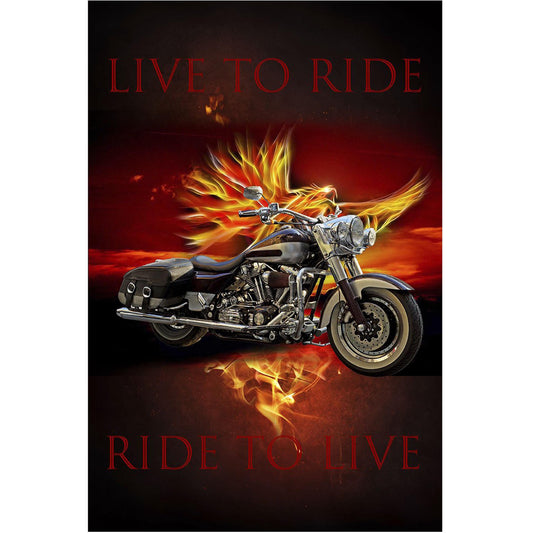 Motorcycle Fabric Panel - 36" x 44" - Live to Ride - David Textiles