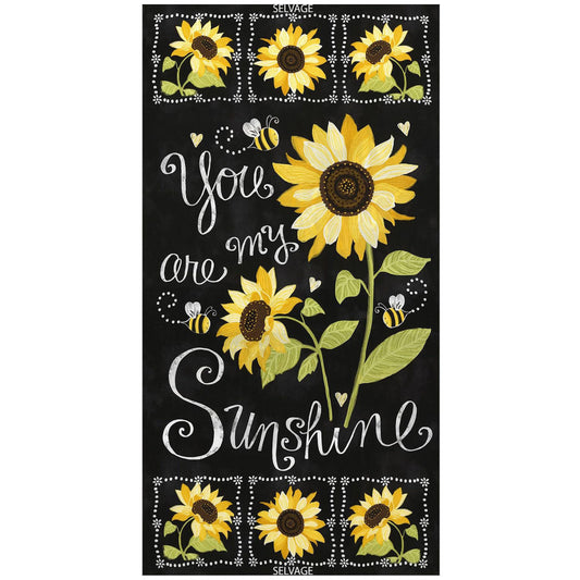 You are my Sunshine Sunflower Fabric Panel 24" x 44" - 100% cotton