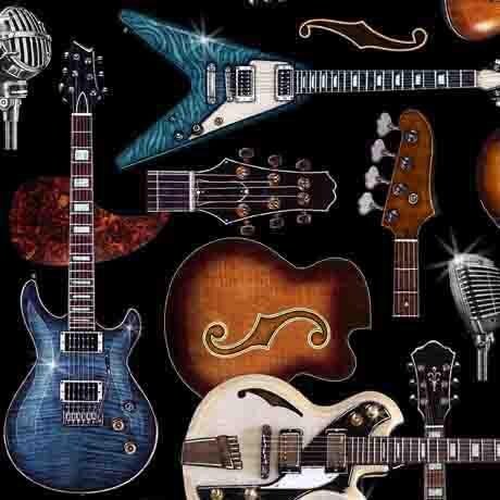 Guitar Fabric - 100% Cotton - QT Fabrics - Rock and Roll Fantasy