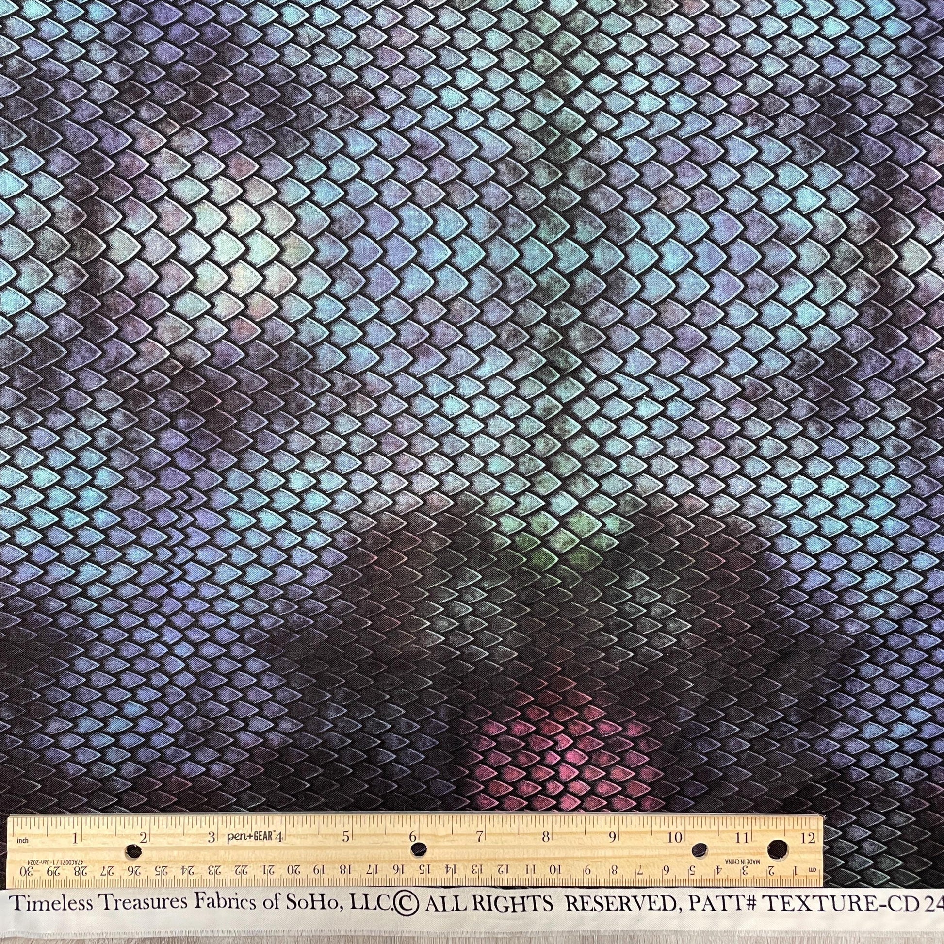 Dragon Scale Fabric - Timeless Treasures - 100% Cotton - Dragon's Lair Collection CD2443 NIGHT
