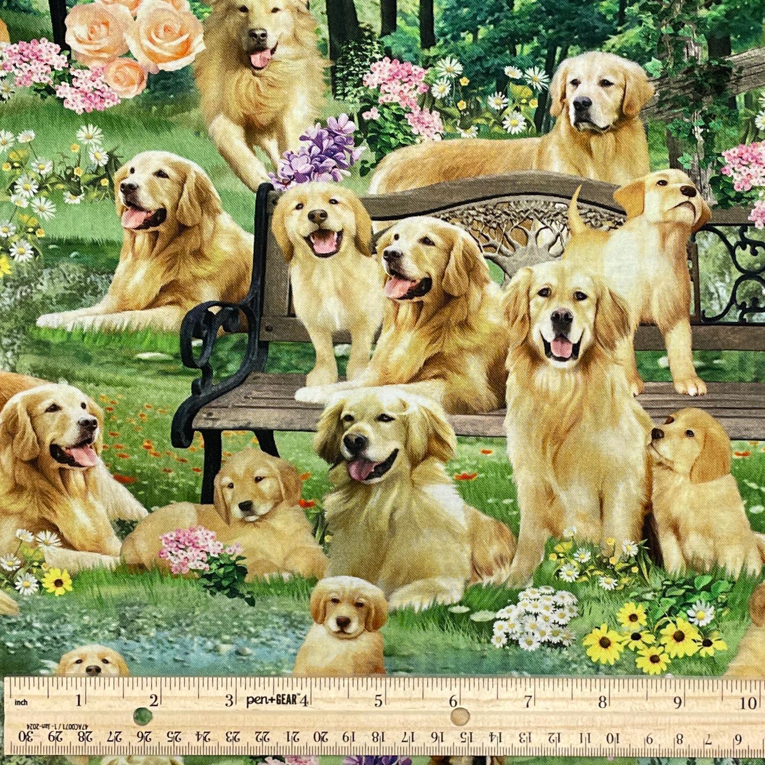 Golden Retriever Park - Timeless Treasures - 100% Cotton Fabric