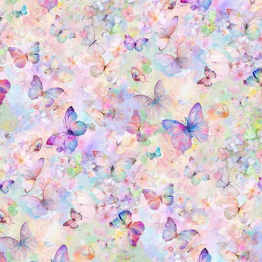 Pastel Butterfly Fabric - Butterflies on Floral - Timeless Treasures - 100% Cotton - BUG-CD3778