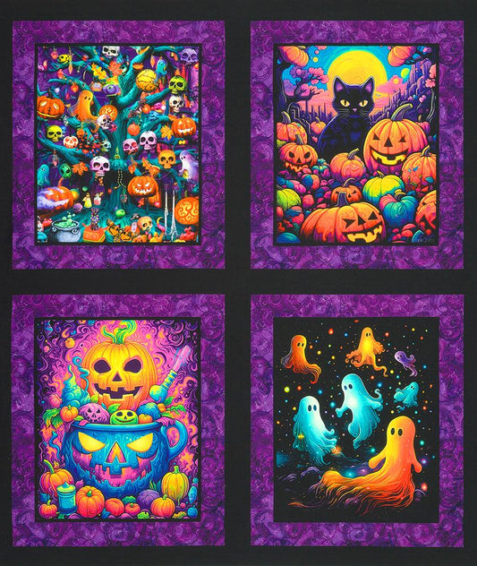 Halloween Fabric Panel - 36" x 44" - Robert Kaufman - Bright Frights