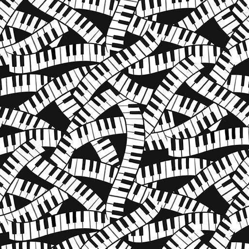 Piano Fabric - Keys on Black - Benartex
