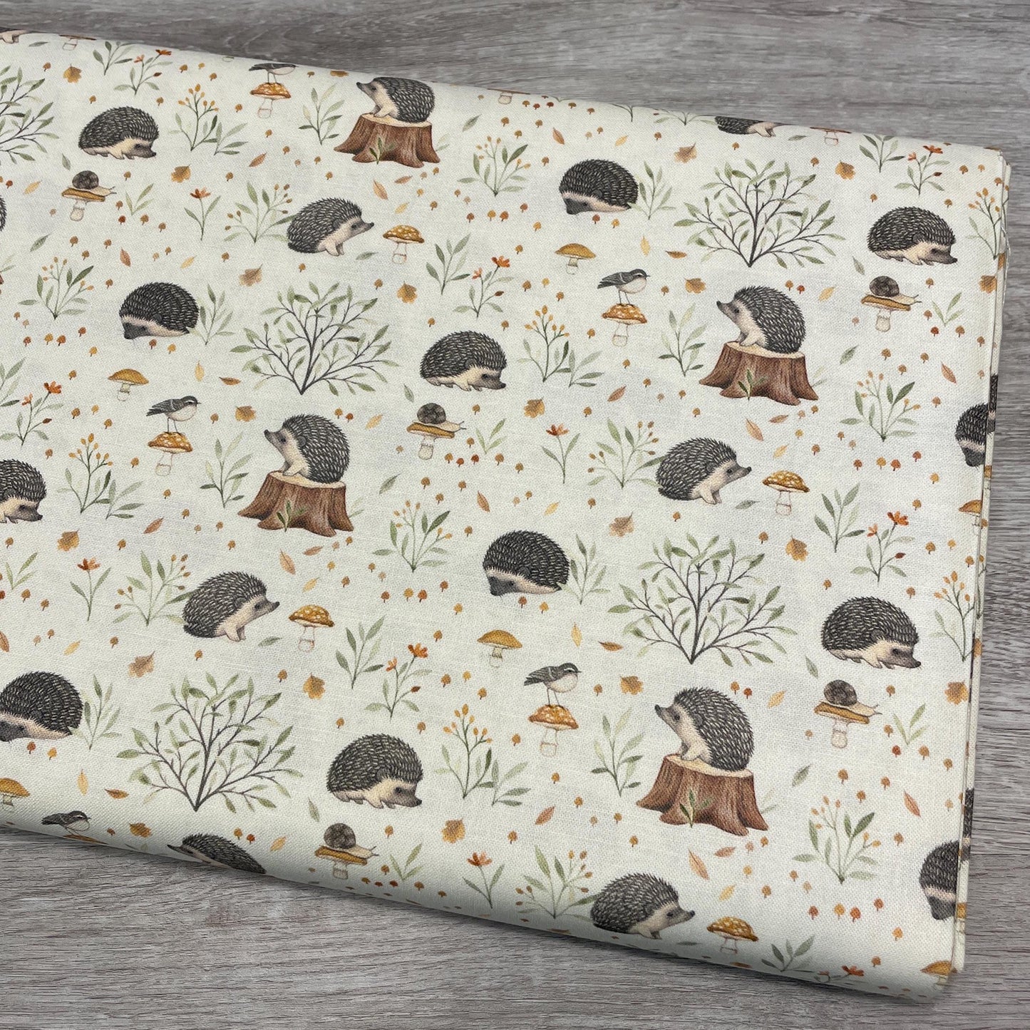 Dear Stella Hedgehogs Fabric - Little Forest - 100% Cotton - STELLA-DNS2304 CREAM