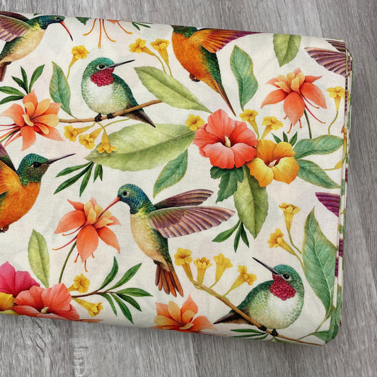 Humming bird & Tropical Florals fabric - Hummingbirds collection