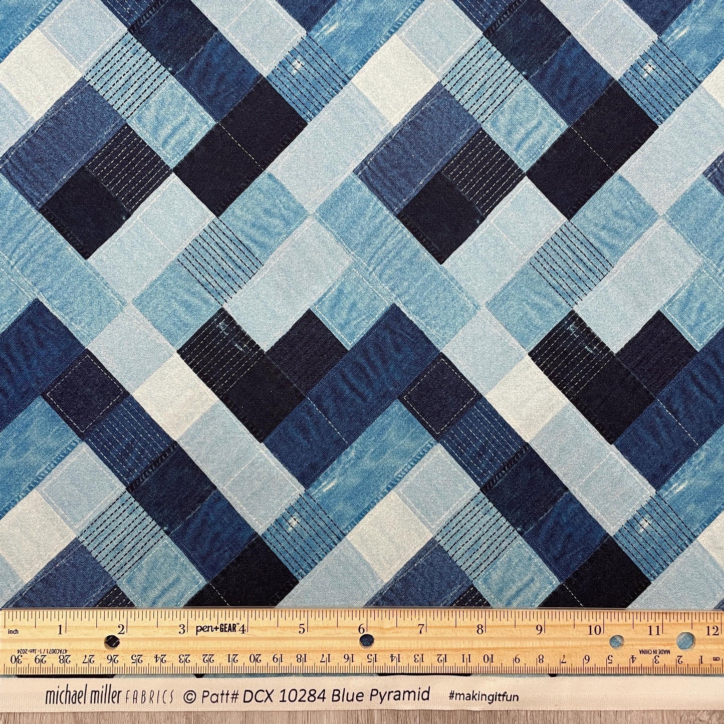 Faux Denim Fabric - Blue Jean Baby - Blue Pyramid