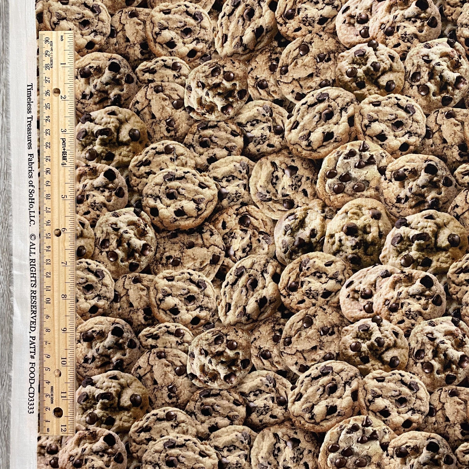 Chocolate Chip Cookie Fabric - Timeless Treasures - 100% Cotton - food fabric