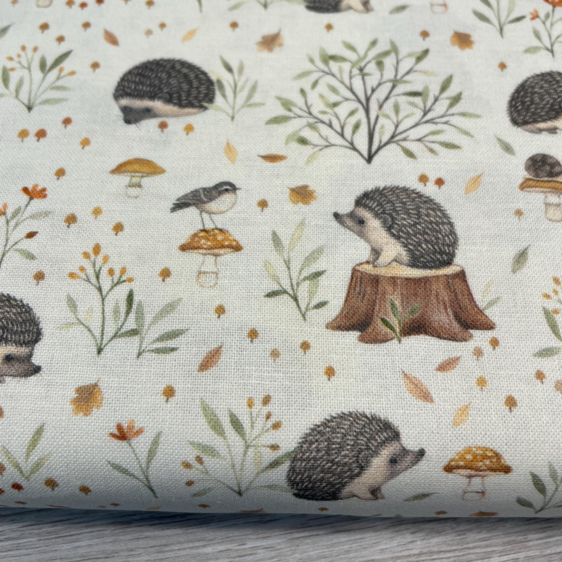 Dear Stella Hedgehogs Fabric - Little Forest - 100% Cotton - STELLA-DNS2304 CREAM