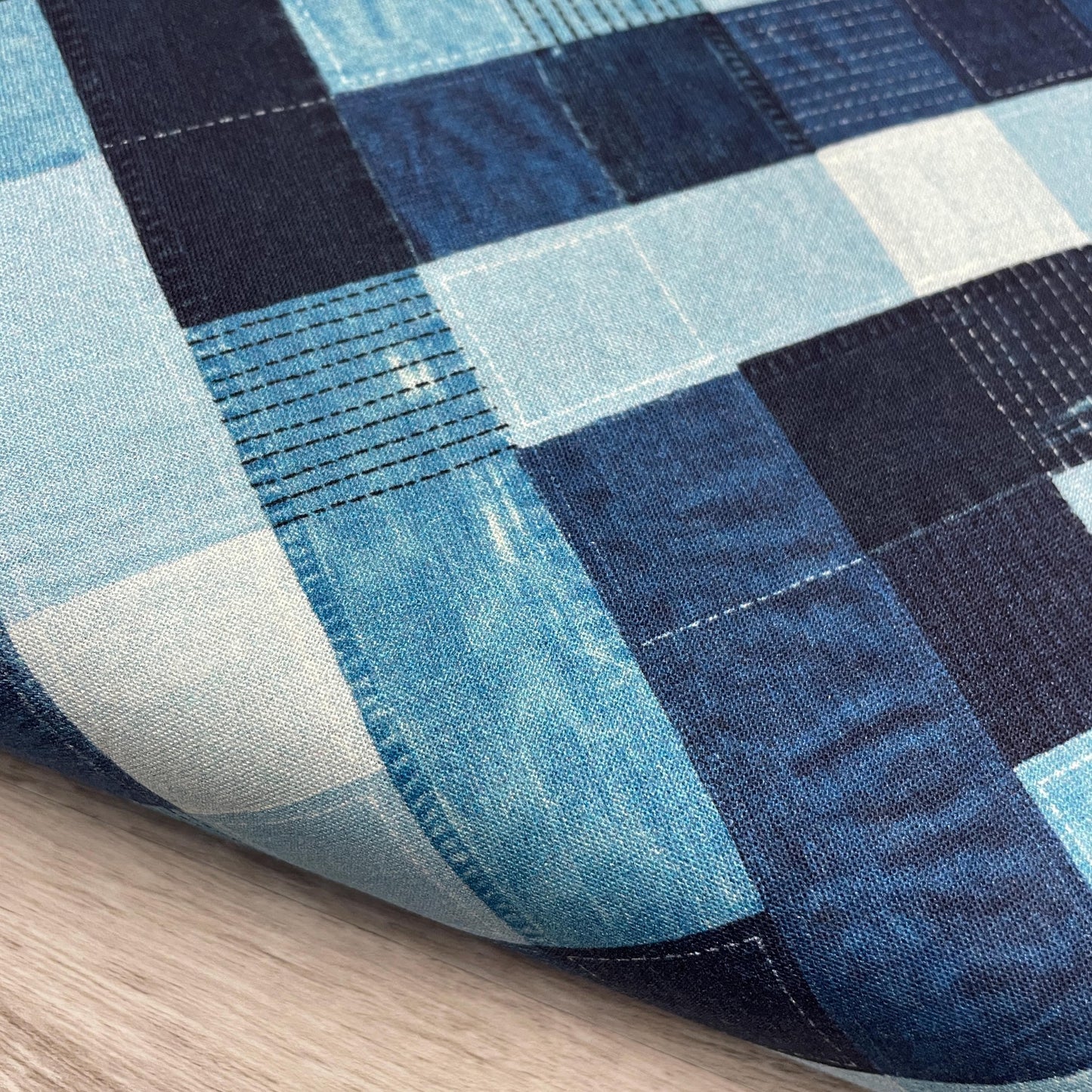 Faux Denim Fabric - Blue Jean Baby - Blue Pyramid