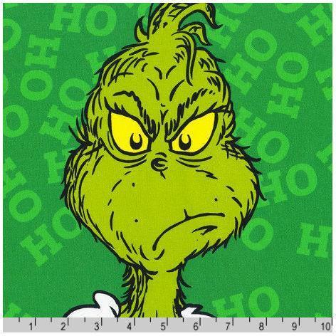 Grinch Fabric Panel - 23.5" x 43" - Robert Kaufman - How the Grinch Stole Christmas - 100% cotton fabric