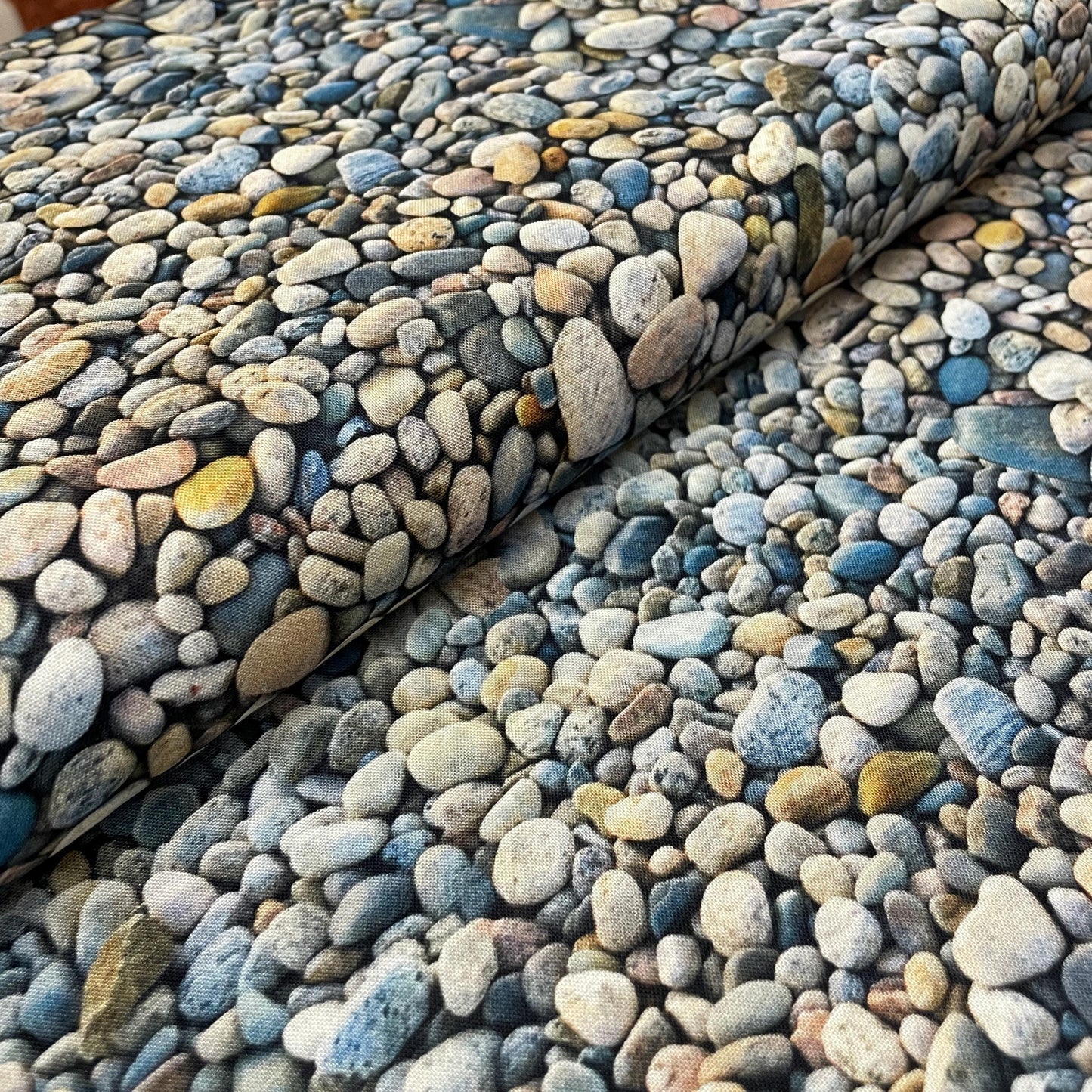 On The Rocks Fabric - Windham - 100% Cotton - skipping stones beach rocks landscapes