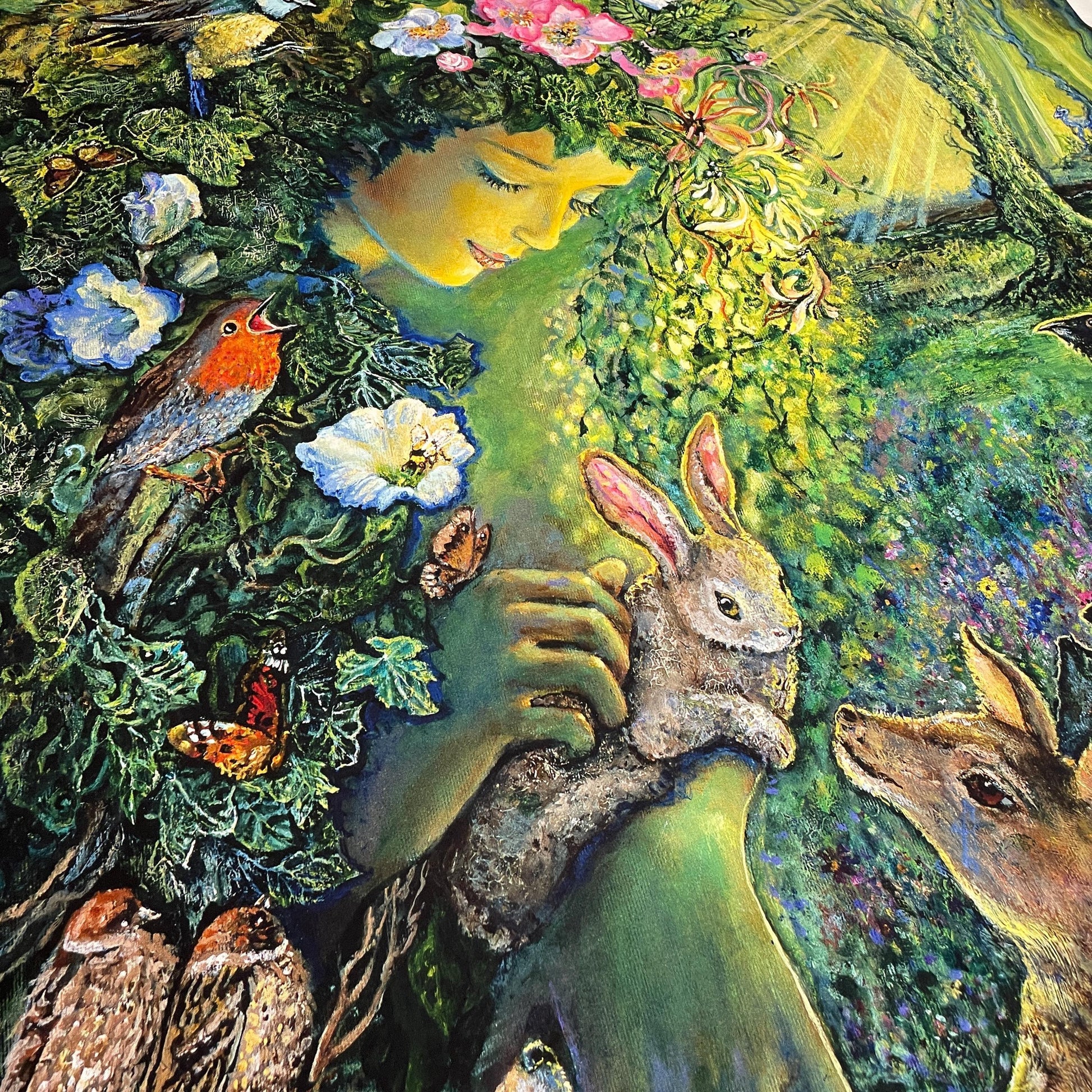 Josephine Wall Fabric Panel - Measures 36" x 42" - 3 Wishes Fabric - Love Is All Around - Nature Animals