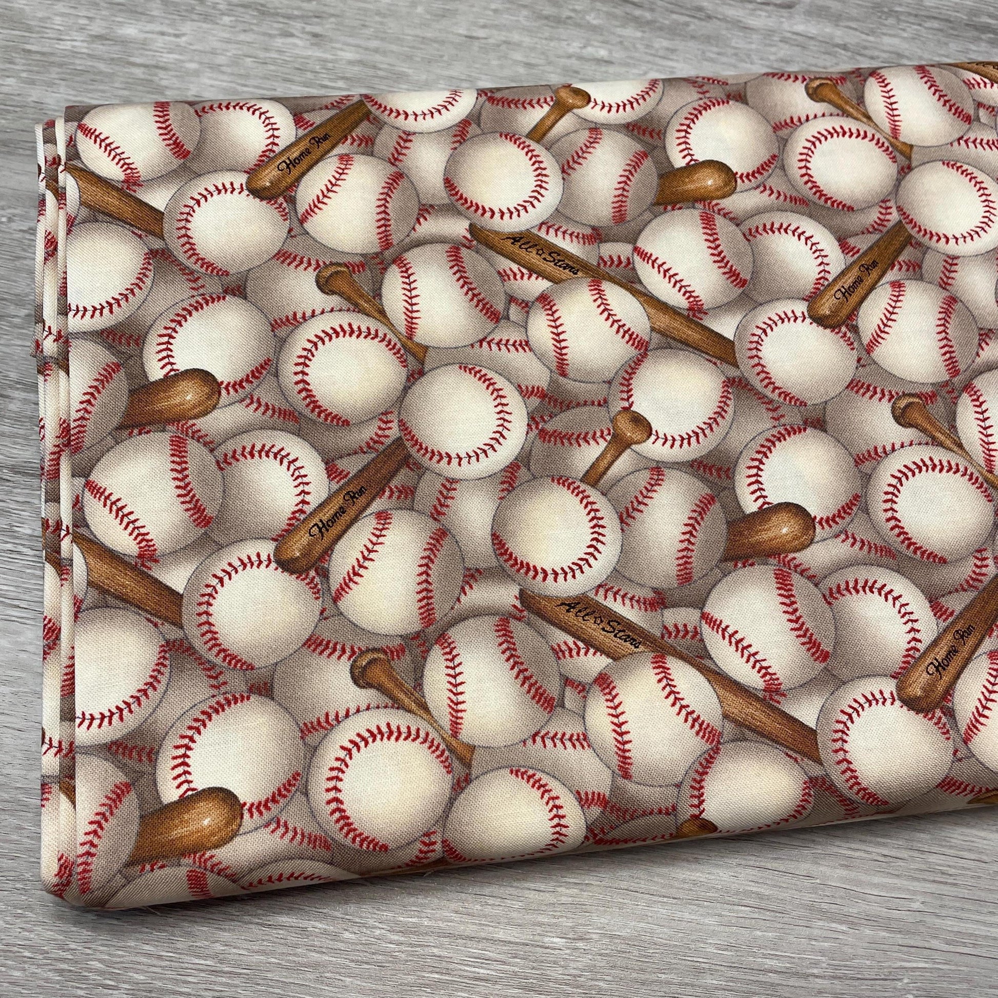 Baseball fabric - 100% Cotton Fabric - Elizabeth's Studio - Baseball Bat