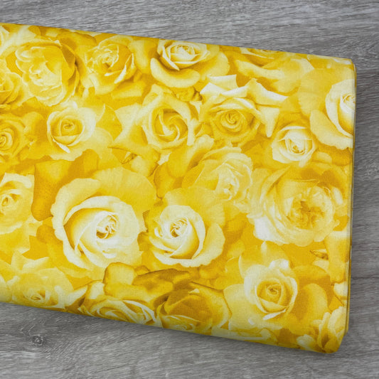 Yellow Rose Fabric - Benartex - 100% Cotton Fabric - Texas Flowers of Friendship