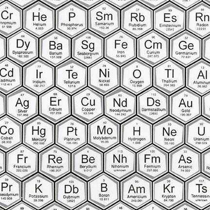 Science Fabric - Periodic Table - 100% Cotton - Robert Kaufman - School Fabric STEM Classroom