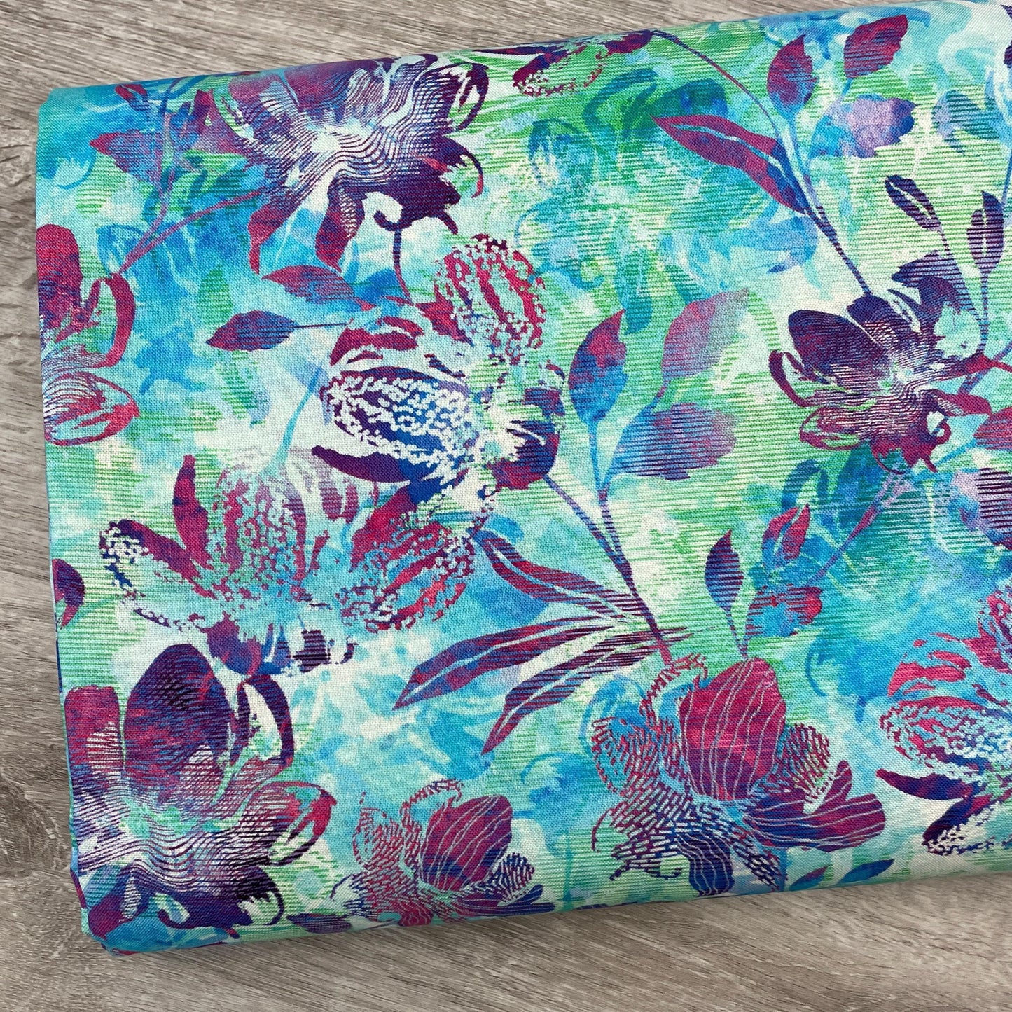 Orchid Fabric - SRKD-22122-70 AQUA - Robert Kaufman