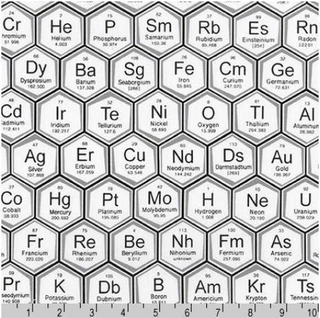Science Fabric - Periodic Table - 100% Cotton - Robert Kaufman - School Fabric STEM Classroom