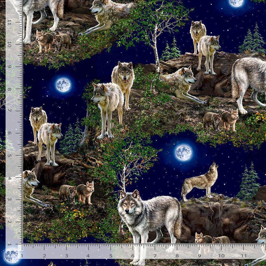 Wolf fabric - Wolf Scenic - Timeless Treasures - 100% Cotton Fabric