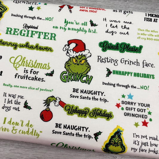 Grinch Fabric - Letters - How the Grinch Stole Christmas