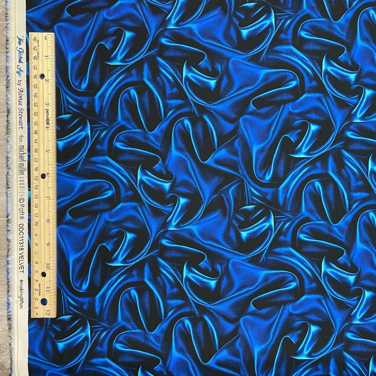 Velvet COTTON Fabric - Blue - The Gilded Age by Michael Miller - Not real velvet - Faux velvet material