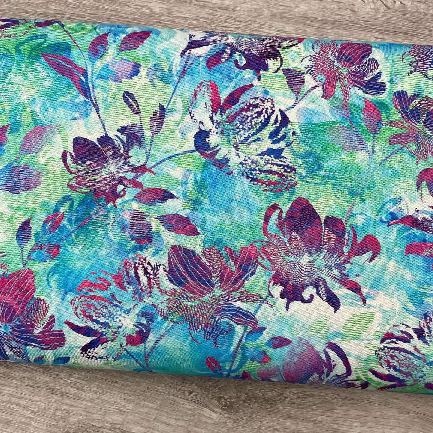 Orchid Fabric - SRKD-22122-70 AQUA - Robert Kaufman