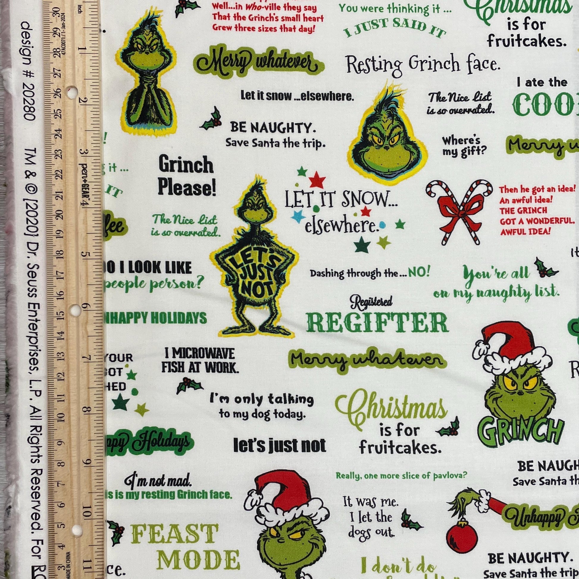 Grinch Fabric - Letters - How the Grinch Stole Christmas