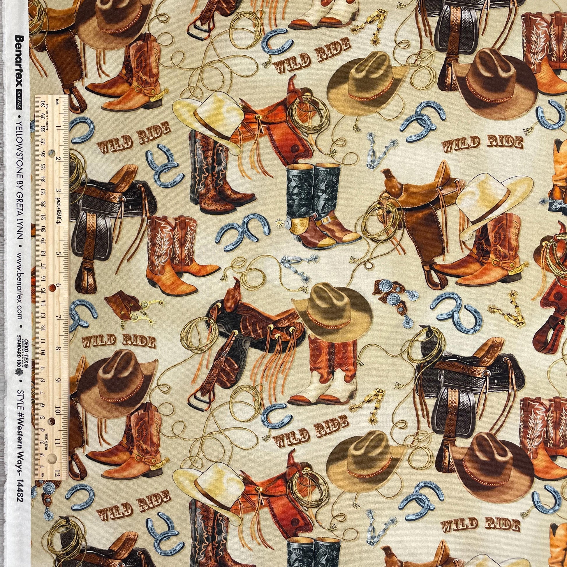 Western Ways Yellowstone Fabric - Kanvas Studios for Benartex - 100% Cotton - Cowboy Rodeo Country Material