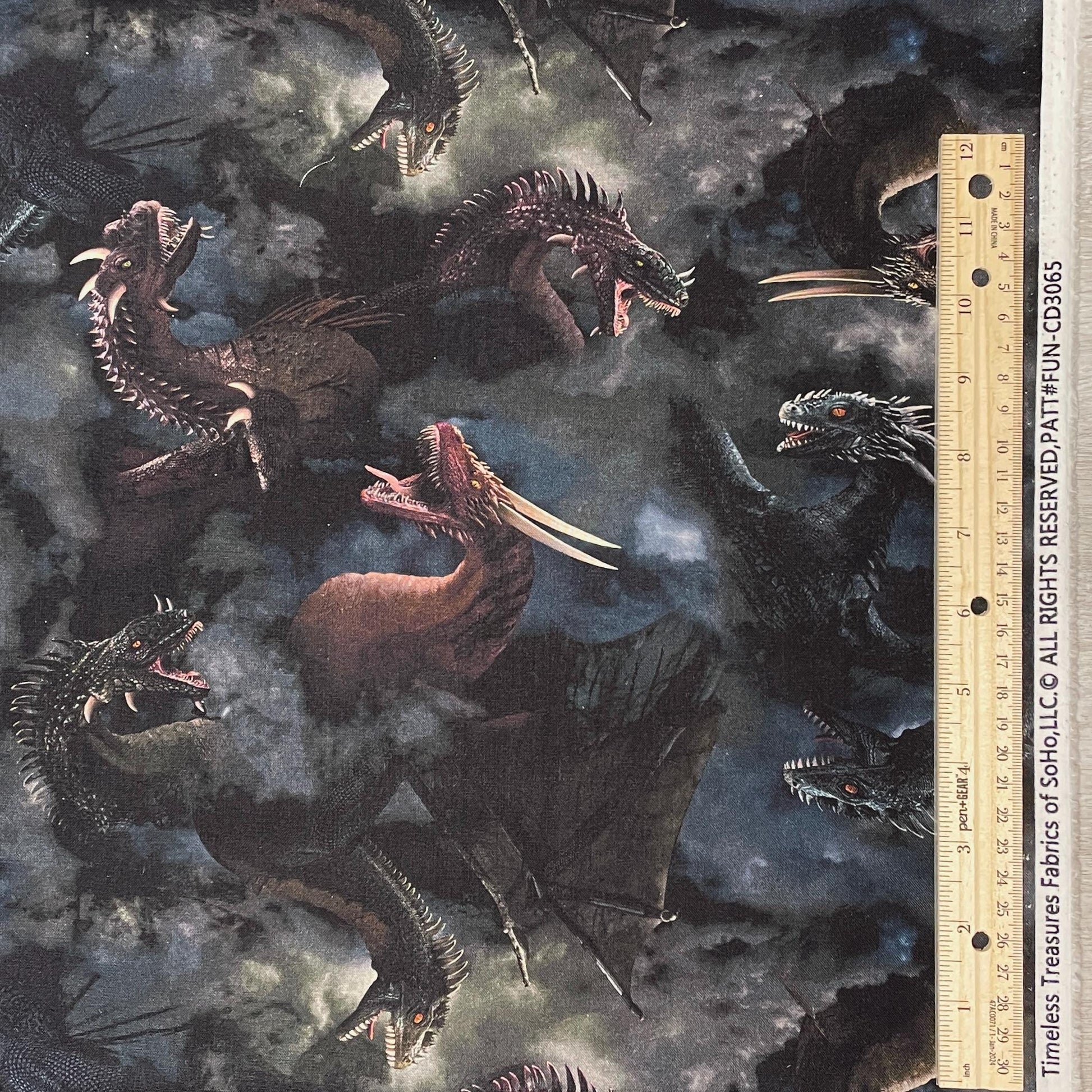 Dragon Fabric - Tossed Dragons in Clouds - Timeless Treasures - 100% Cotton - Dragon's Lair Collection