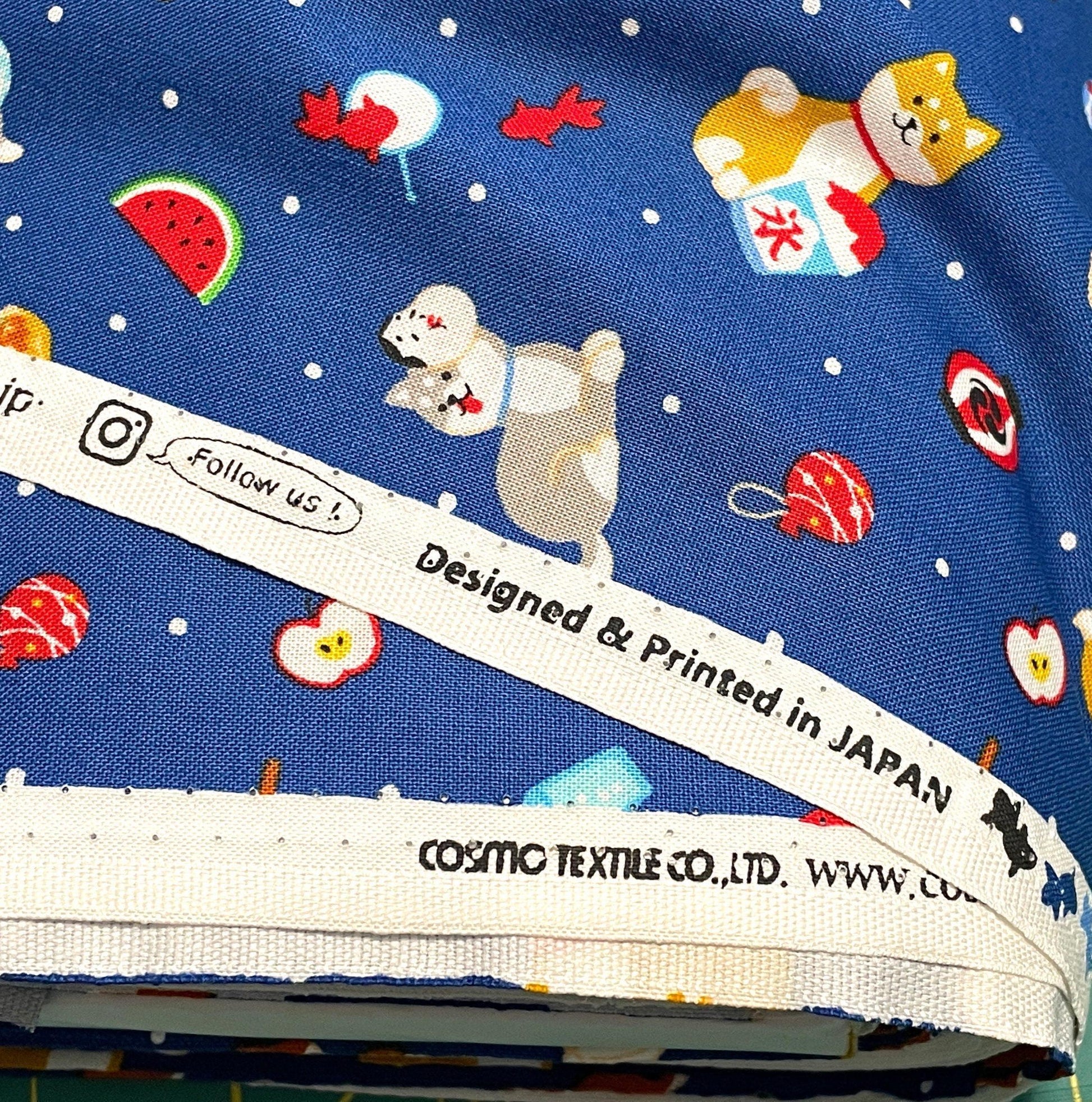 Shiba Inu - Dog Fabric by the yard - Japanese fabric - 100% cotton - By Cosmo - Printed in Japan - Asian theme material - SHIPS NEXT DAY
