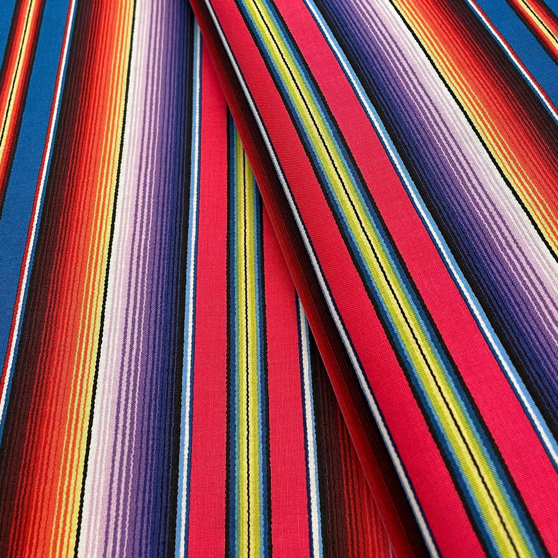 Mexican Sombrero Stripe Fabric - 100% Cotton Fabric - 263-BLU