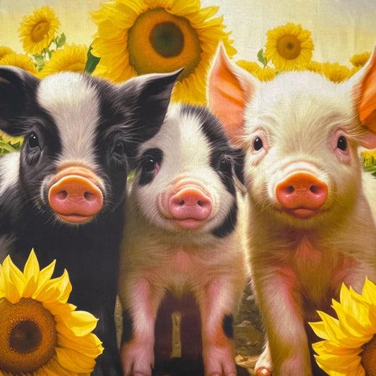 Pig Fabric Panel 35.5" x 45" - 100% Cotton