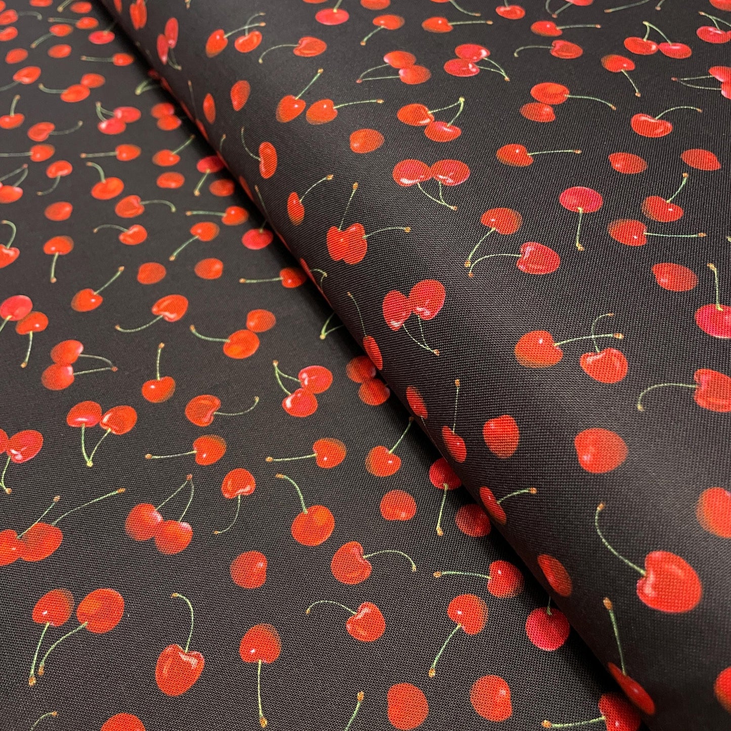 Cherry fabric - Cute Cherries Black - 100% Cotton - Kanvas Studios for Benartex