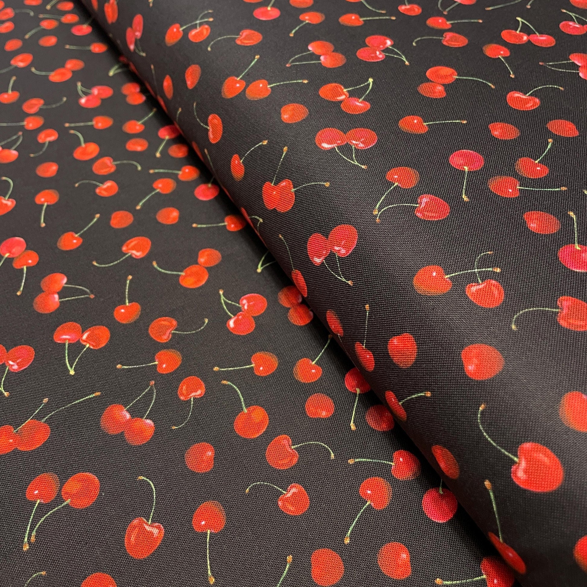 Cherry fabric - Cute Cherries Black - 100% Cotton - Kanvas Studios for Benartex