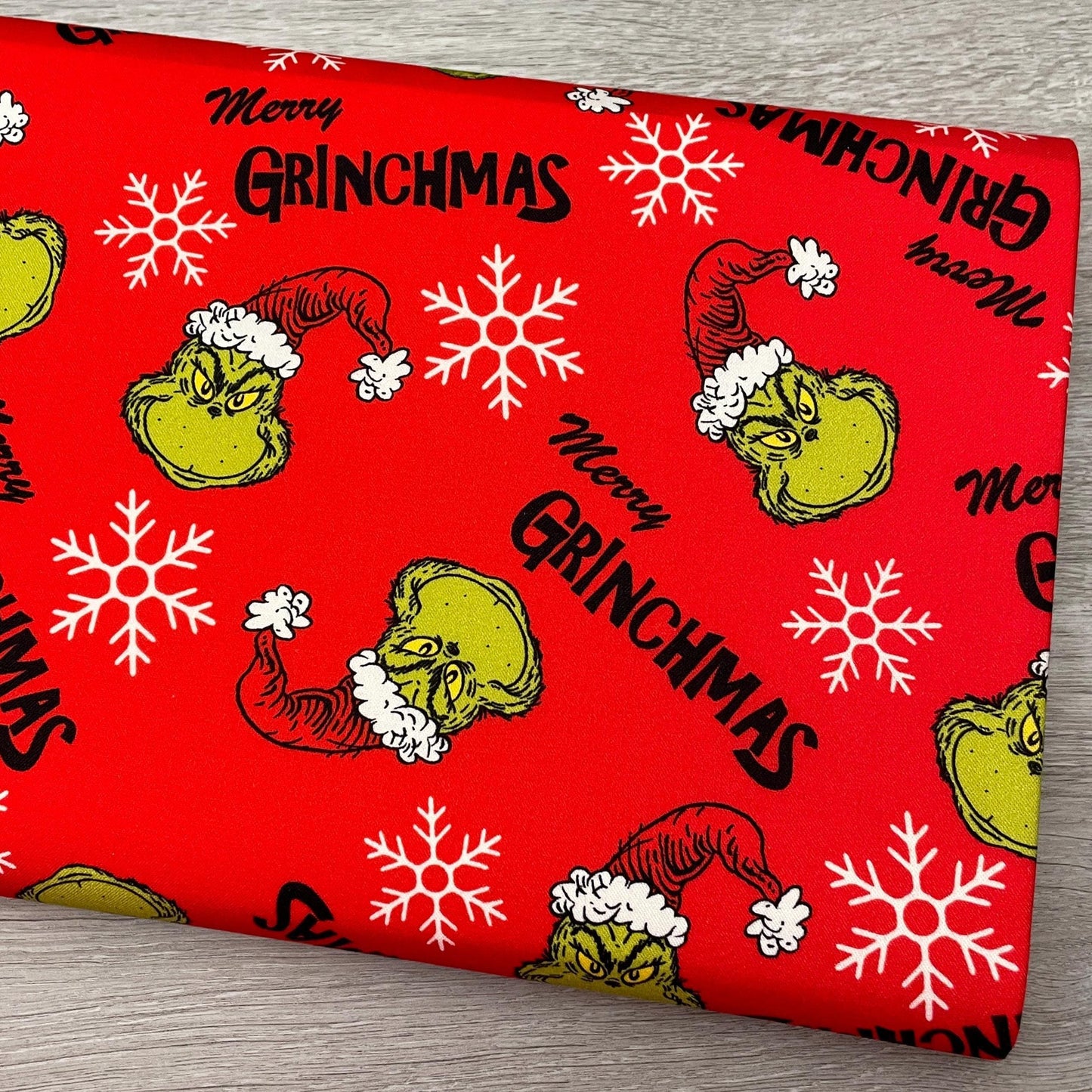 Robert Kaufman Grinch Fabric - Red Merry Grinchmas - How the Grinch Stole Christmas - 100% cotton fabric - Grinch hat