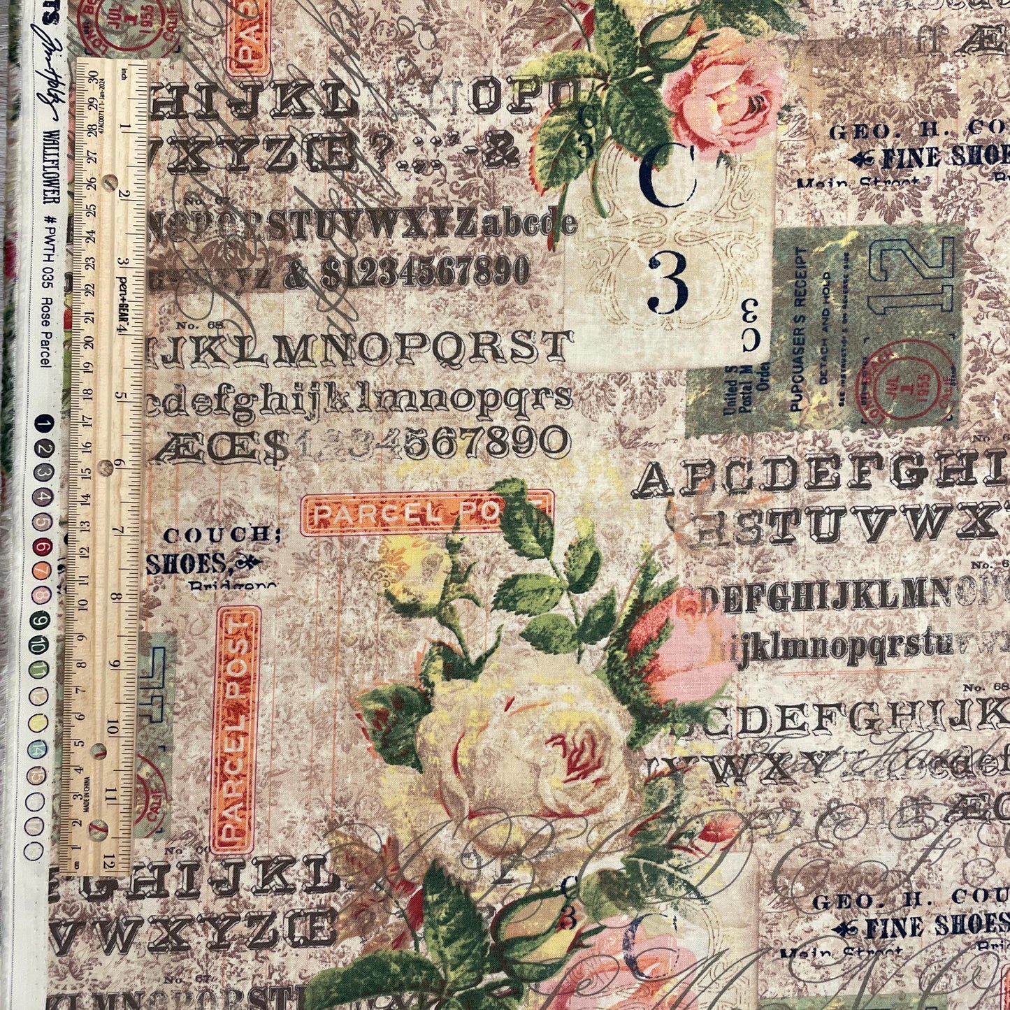 Tim Holtz Rose Parcel - Multi - 100% Cotton Fabric - FreeSpirit - Eclectic Elements - Foundations Collection