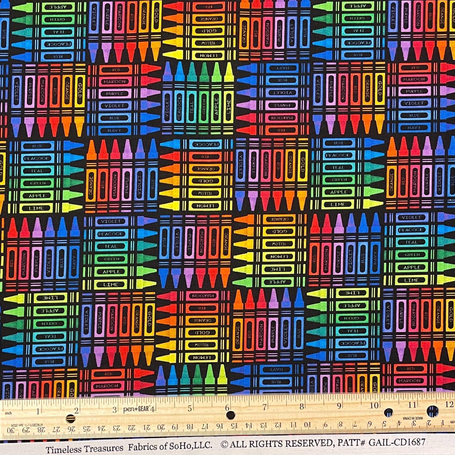 Bright Crayon fabric - Too Cool for School