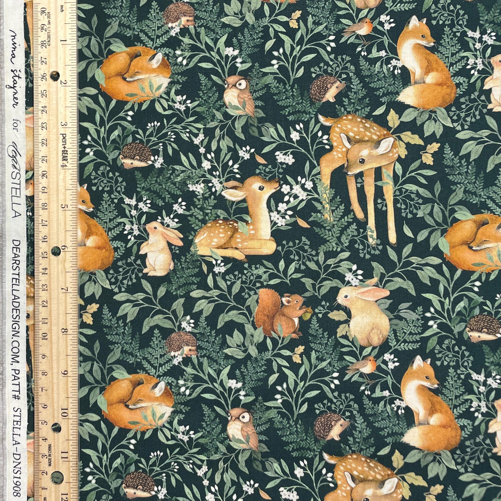 Forest Animal fabric - Dear Stella - Little Fawn & Friends - 100% Cotton - DNS1908 - Baby Woodland creatures forest animal material