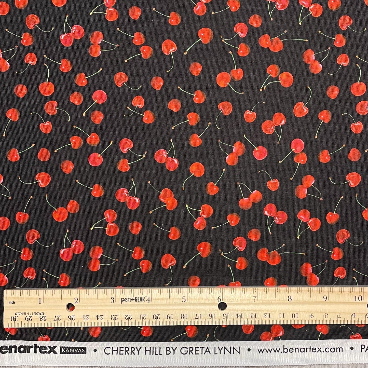 Cherry fabric - Cute Cherries Black - 100% Cotton - Kanvas Studios for Benartex