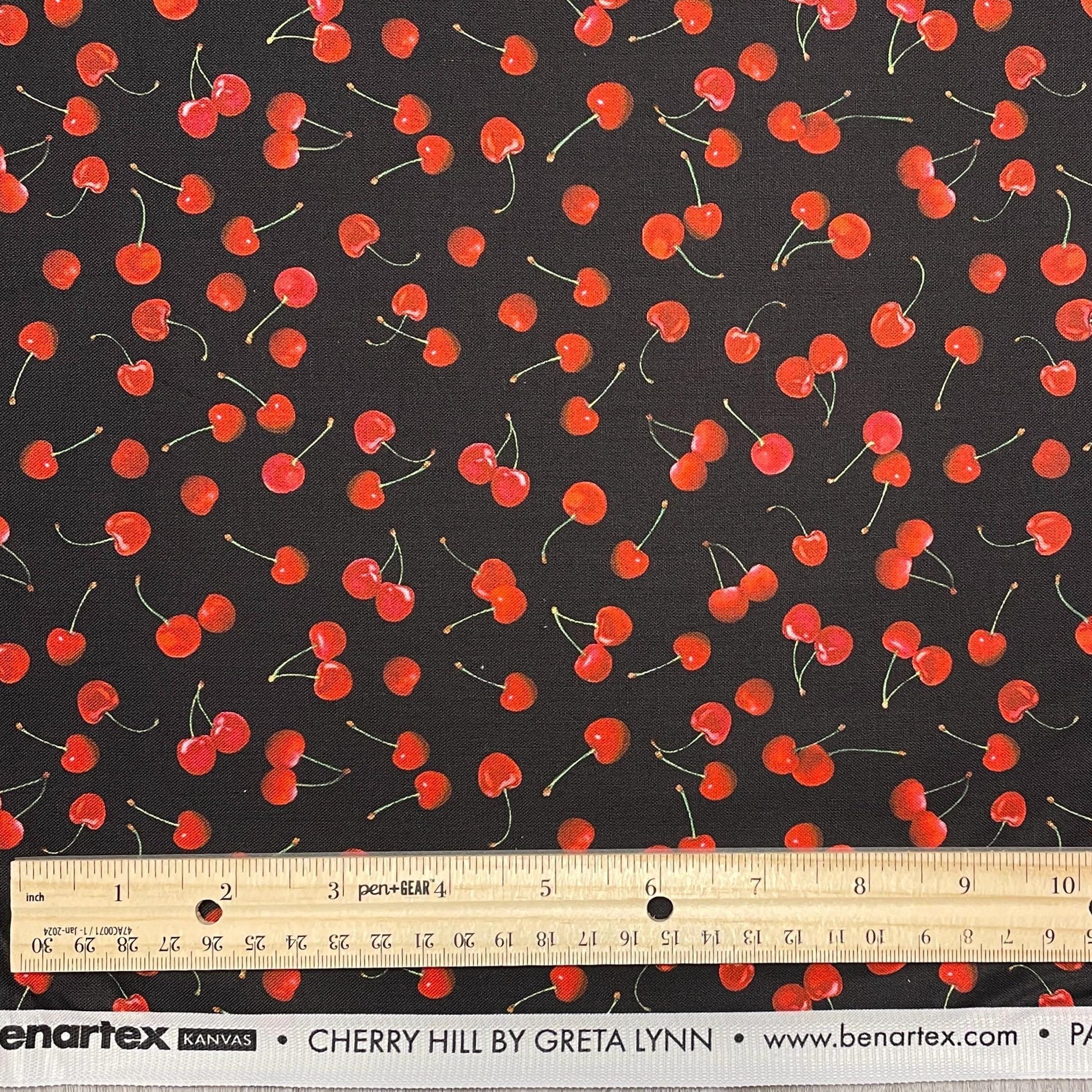 Cherry fabric - Cute Cherries Black - 100% Cotton - Kanvas Studios for Benartex