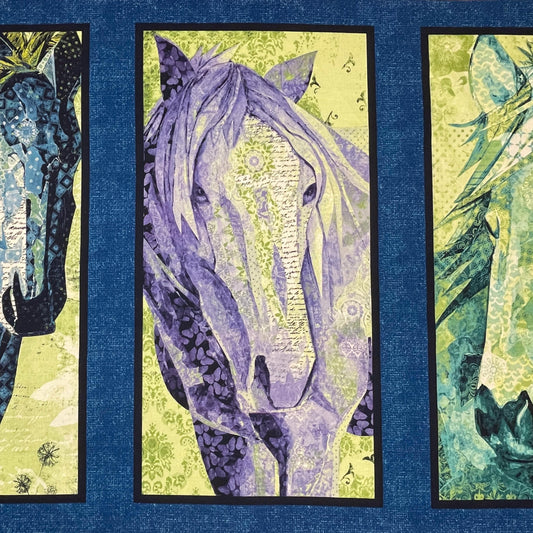 Horse Panel - Measures 25" x 21.25" - Dream Horses - Studio E - Quilting Cotton