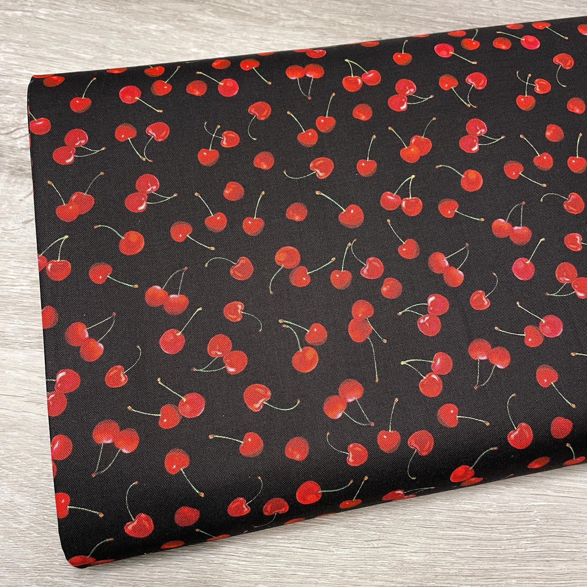 Cherry fabric - Cute Cherries Black - 100% Cotton - Kanvas Studios for Benartex